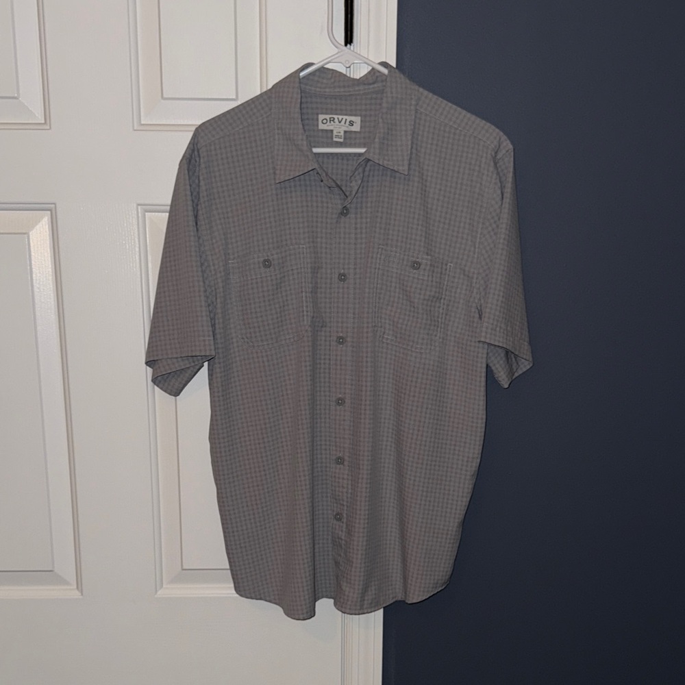 Orvis Men's Casual Gray Checkered Shirt